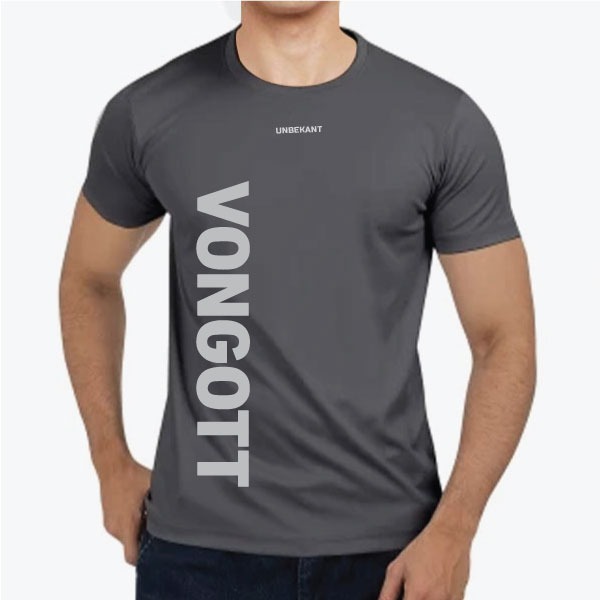 VONGOTT Front BIG VERTICAL LOGO Sports Fabric T-shirt 017027