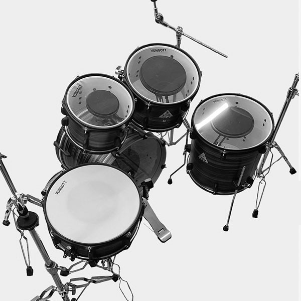 Hybrid Drum Set VONGOTT XRP-PAD Poplarwood 18-Inch Base 5 Cylinder Drum Set Black 029994